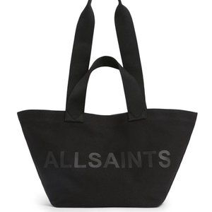 AllSaints Celeste Clarendon Black Logo Print Canvas Tote Bag and Pouch